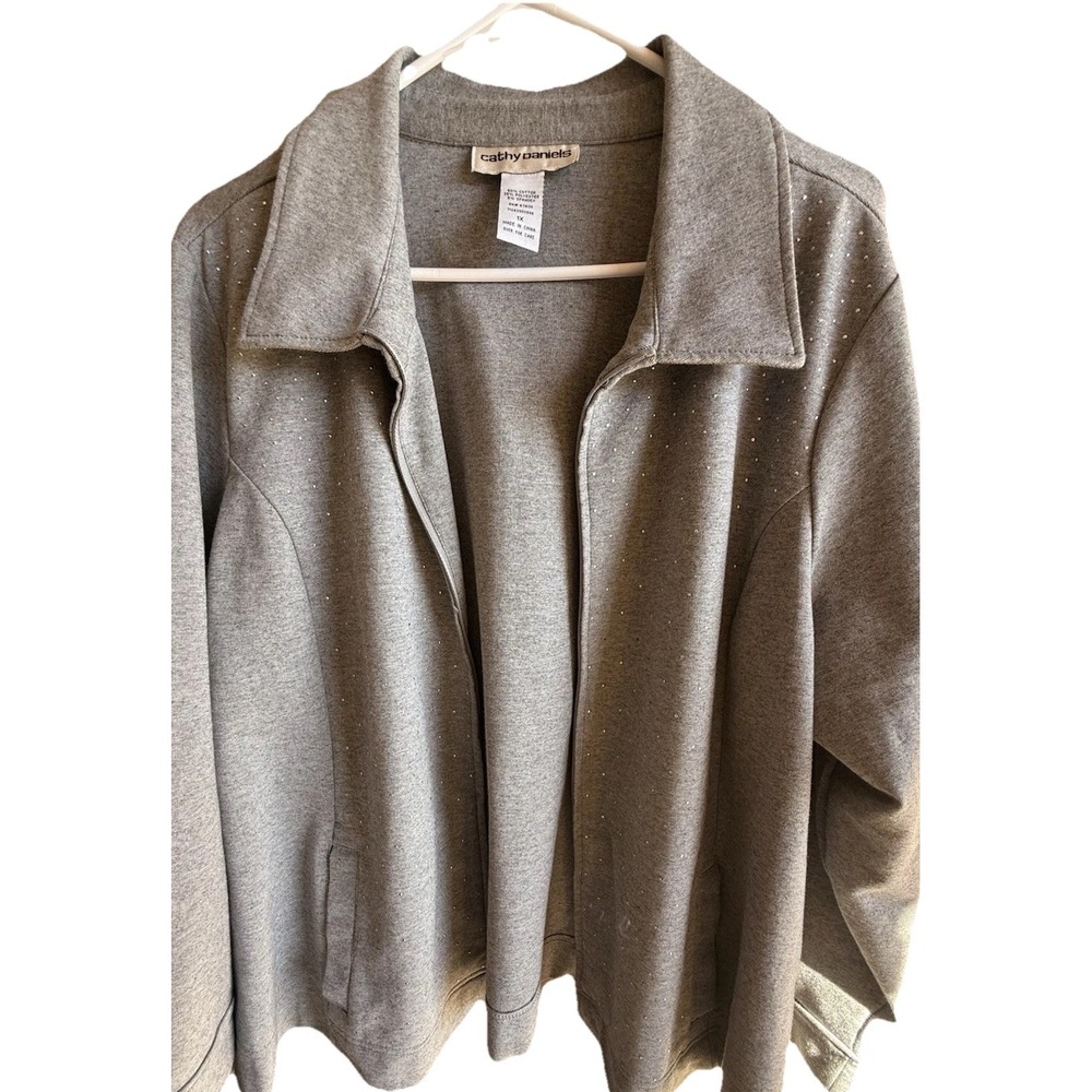 Cathy Daniel's Full Zip Sweatshirt With Sparkle Size 1X -see Photos - Picture 7 of 14